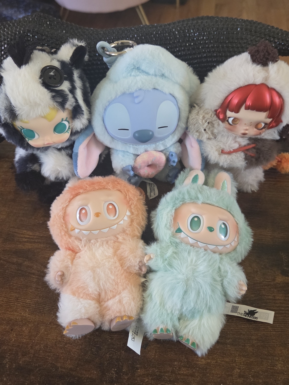 Pop Mart Labubu BIE, Skull Panda, Molly, and MINISO Stitch